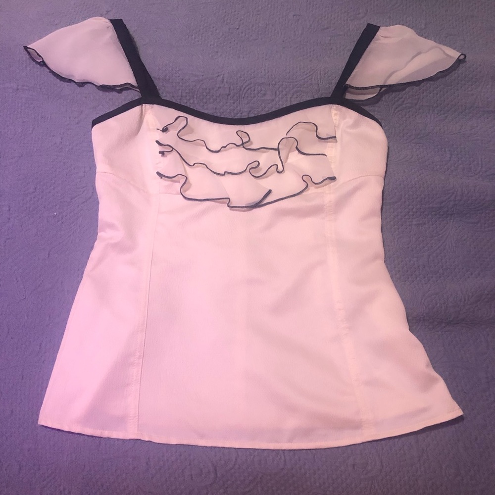 Cute white top white blouse women elegant white blouses juniors ruffle top